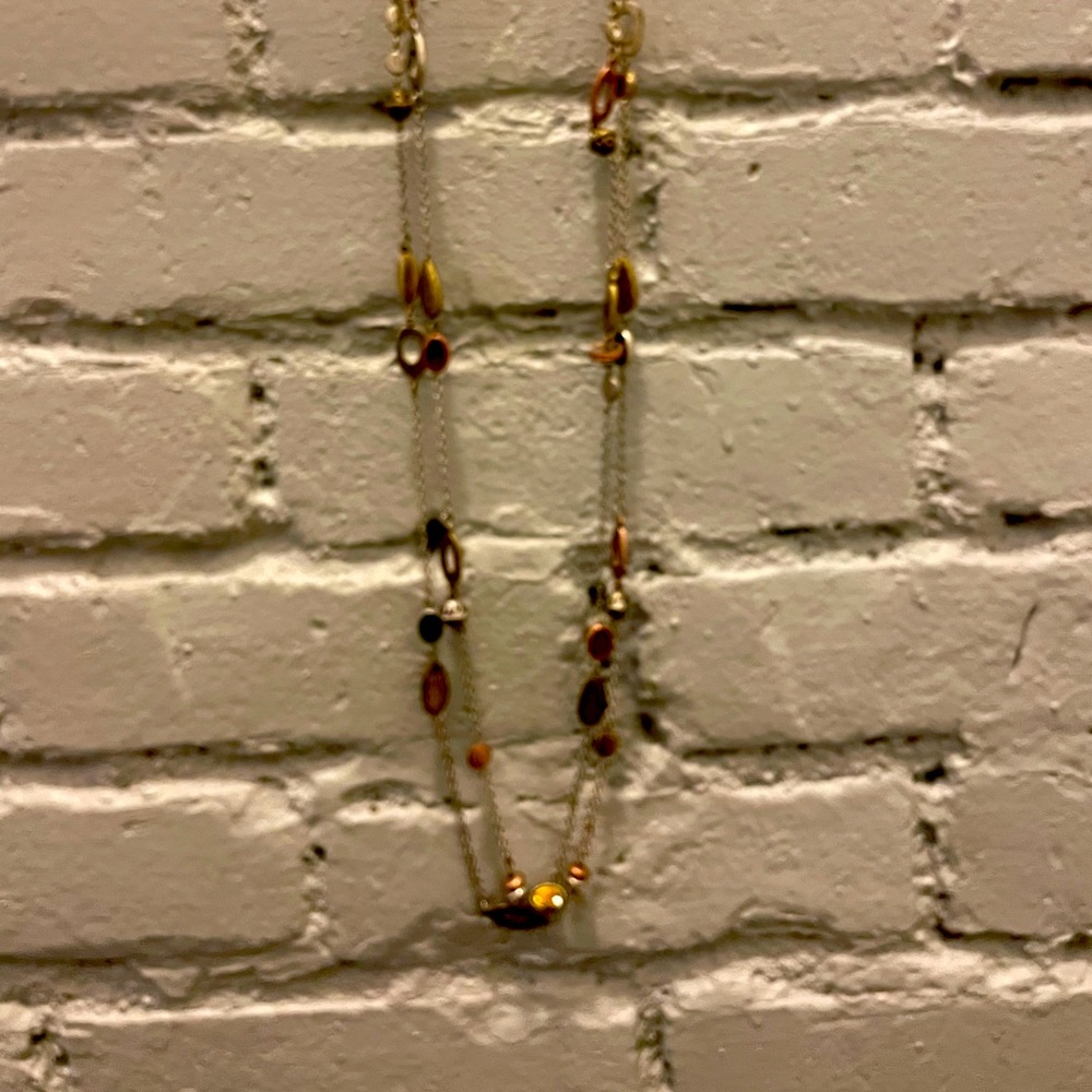 Silver necklace with colored stones